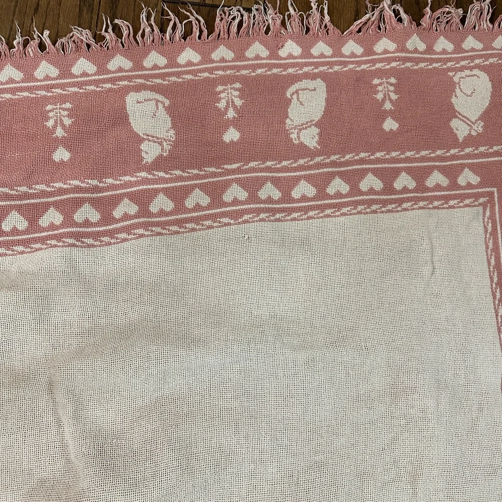 Pink and White Kitty Cat Throw Blanket 68x43” Fair Condition with Flaws
